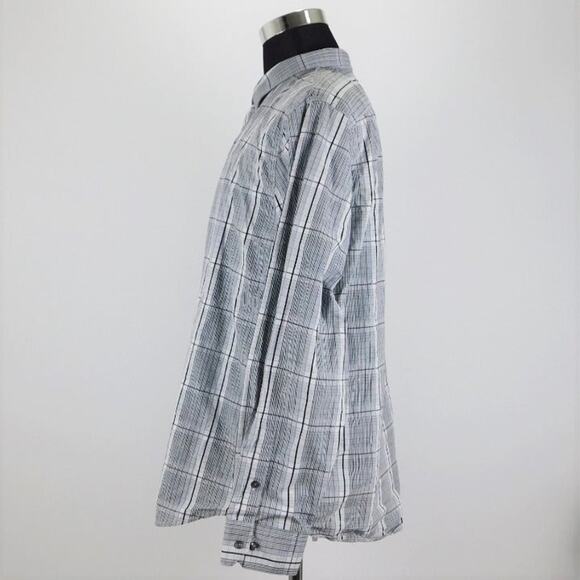 Structure Cotton Gray Checkered Long Sleeve Button Shirt Mens XXL Modern Fit - Picture 3 of 7